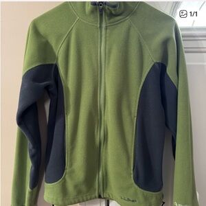 L.L. Bean Olive Green and Black Full-Zip Fleece Jacket